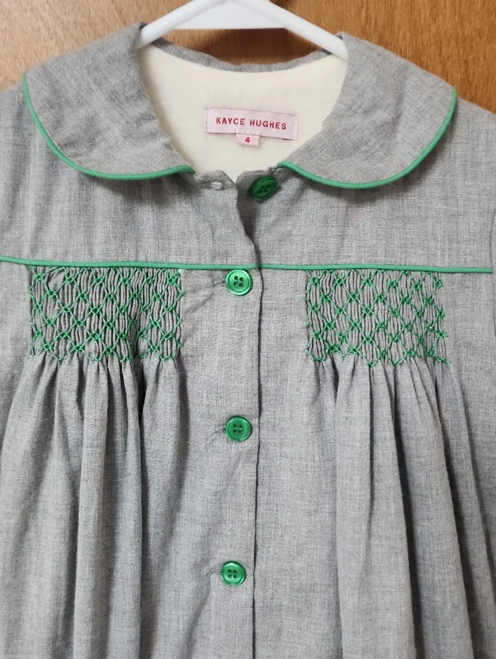 Smocked Coat Girls' 4t with Green Smocking Fleece Lined.